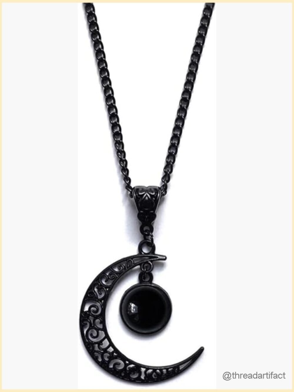 Gothic Moon Crystal Pendant Necklace - Punk Style Vintage Dark Costume Jewelry